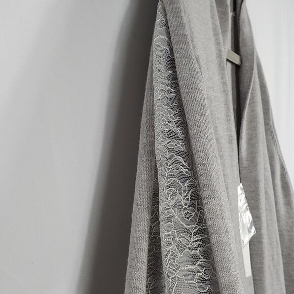 NWT H by Halson Lace Mix Sweater Cardigan in Gray - Medium - Picture 4 of 5
